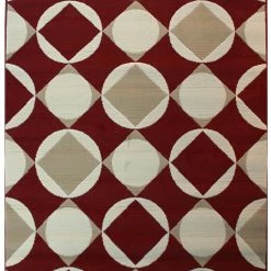 Xrugs Modern Pattern Rug Red And Cream Geometric Carpet Small Large Bedroom Lounge Mat