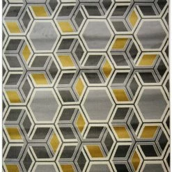 Xrugs Grey Yellow Rug Geometric Ochre Mustard Modern Pattern Carpet Room Floor Mat New
