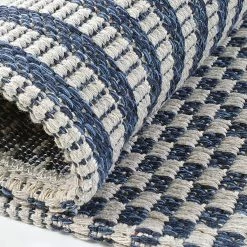 Xrugs Cotton Rug Braided Navy Blue Grey Cream Striped Washable Flat Weave Mat Small Extra Large Long Runner Cotton Rugs