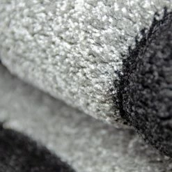 Xrug Modern Abstract Rug Black Grey White Wave Design Contour Cut Woven Low Pile Carpet Mat For Living Room & Bedroom