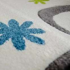 Xrugs Kids Nursery White Cream Rug Butterfly Woven Low Pile Carpet Mat For Children Playroom & Bedroom