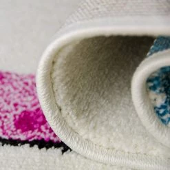 Xrugs Kids Children Nursery White Cream Rug Elephant Woven Mat Low Pile Carpet For Baby Playroom & Bedroom