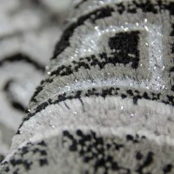 Xrugs Modern Oriental Flaral Pattern Rug Grey Black Shimmer Ornaments Woven Low Pile For Living Room Or Bedroom