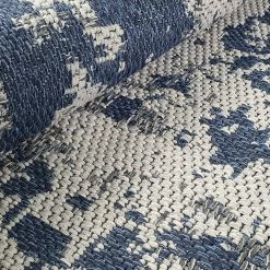 Xrugs Cotton Rugs Navy Blue And Grey Rug Distressed Modern Pattern Large Small Runner Washable Cotton Rug Large Small
