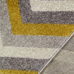 Xrugs Modern Mustard Yellow Grey Rug Chevron Zig Zag Woven Short Pile Carpet Mat For Living Room & Bedroom