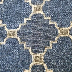 Xrugs Navy Blue Rug 100% Cotton Trellis Grey Pattern Large Small Hall Runner Flatweave Living Room Bedroom Runner Carpet Woven Washable Mat Cotton Rugs
