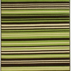 Xrugs Striped Rug Green Brown Modern Pattern Floor Carpet Small Large Bedroom Area Mat