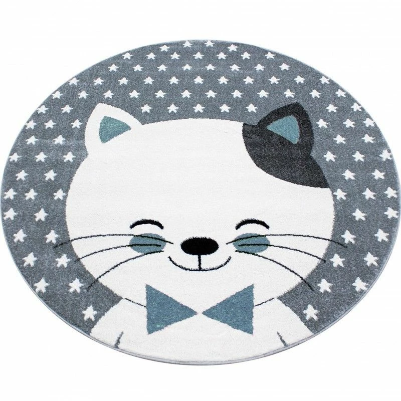 Xrug Kids Animal Rug Grey White Blue Cat Pattern Carpet Childrens Play Round Baby Mat 6 Xrug Kids Animal Rug Grey White Blue Cat Pattern Carpet Childrens Play Round Baby Mat