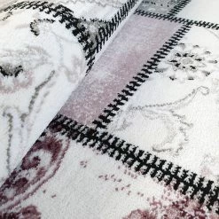 Xrugs Pink Grey Cream Rug Patchwork Pattern Small Large Wooven Carpet Living Room Bedroom Floor Mat