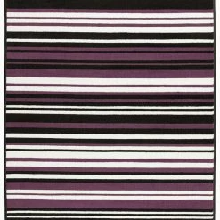 Xrugs Modern Rug Purple Black Striped Pattern Mat Living Room Hall Carpet Small Large