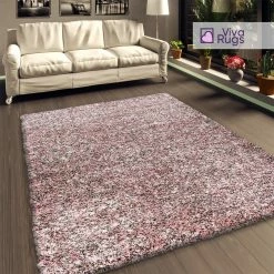 Xrugs Pink Rose Brown Shaggy Rug Fluffy Bedroom Living Room Carpet Modern Floor Mat Extra Large Small New