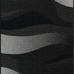 Xrugs Kitchen Rug Black Grey Silver Wave Pattern Hard Wearing Flat Weave Carpet Floor Mat