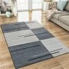 Xrugs XRUG Modern Geometric Grey Geometric Rug Checkered Design Woven Short Pile Carpet Mat For Living Room Or Bedroom