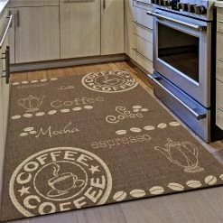 Xrugs Kitchen Rug Coffee Design Brown And Beige Hard Wearing Flat Woven Floor Carpet Mat Indoor Areas