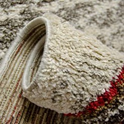 Xrugs Modern Ivory Grey Rug Geometric Pattern Woven Low Pile Carpet Mat For Living Room & Bedroom