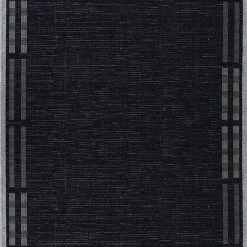 Xrugs Kitchen Rug Black Grey Silver Border Pattern Hard Wearing Flat Weave Carpet Indoor Floor Mat