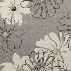 Xrugs Modern Floral Design Rug Silver Grey White Soft Low Pile Woven Floor Carpet For Living Room Or Bedroom