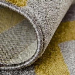 Xrugs Modern Mustard Yellow Grey Rug Chevron Zig Zag Woven Short Pile Carpet Mat For Living Room & Bedroom