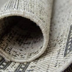 Xrugs Kitchen Rug Grey Black Border Pattern Hard Wearing Flat Weave Carpet Indoor Floor Mat