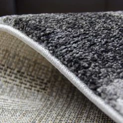 Xrugs XRUG Modern Geometric Rug Border Design Silver Grey Black Woven Short Pile Carpet Mat For Living Room Or Bedroom