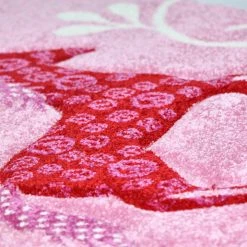 Xrugs Kids Rug Pink Girls Bedroom Carpet Animals Hearts Horses Thick Soft Nursery Mat