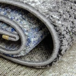 Xrugs Modern Rug Black Grey Blue Checkered Pattern Woven Short Pile Carpet Mat For Living Room & Bedroom