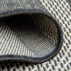 Xrugs Kitchen Rug Black Grey Silver Wave Pattern Hard Wearing Flat Weave Carpet Floor Mat