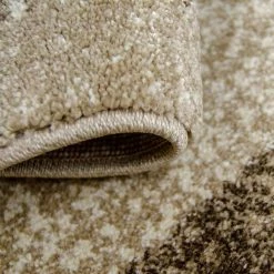 Xrugs XRUG Modern Geometric Rug Border Design Brown Beige Thick Pile Woven Carpet Mat For Living Room Or Bedroom