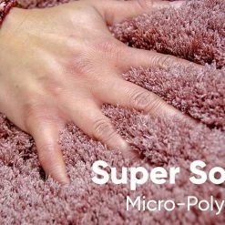 Xrugs Modern Fluffy Rug Dusty Pink Super Soft Shaggy Microfibre Woven High Pile Carpet Mat For Living Room Or Bedroom