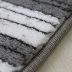 Xrugs Modern Grey Striped Rug Woven Short Pile Carpet Mat For Living Room Or Bedroom