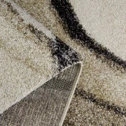 Xrugs Modern Abstract Rug Beige Grey Wave Deisgn Thick Pile Woven Short Pile Carpet Mat For Living Room Or Bedroom