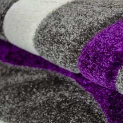 Xrugs XRUG Modern Grey Purple White Rug Contour Cut Abstract Pattern Woven Low Pile Carpet Mat For Living Room & Bedroom