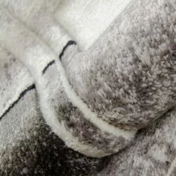 Xrugs Abstract Rug Geometric Silver Grey Contour Cut Pattern Woven Short Pile Carpet Mat For Living Room & Bedroom