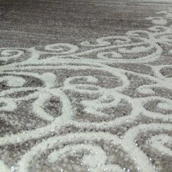 Xrugs XRUG Modern Grey Rug Glitter Floral Pattern Woven Short Pile Carpet Mat For Living Room & Bedroom 7 Xrugs XRUG Modern Grey Rug Glitter Floral Pattern Woven Short Pile Carpet Mat For Living Room & Bedroom