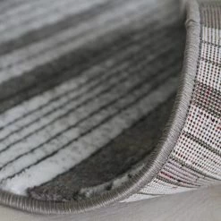 Xrugs Modern Grey Striped Rug Woven Short Pile Carpet Mat For Living Room Or Bedroom