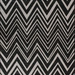 Xrugs Kitchen Rug Black Grey Silver Chevron Zig Zag Pattern Hard Wearing Flat Weave Carpet Indoor Runner Mat