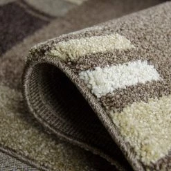 Xrugs XRUG Modern Geometric Rug Border Design Brown Beige Woven Short Pile Carpet Mat For Living Room Or Bedroom