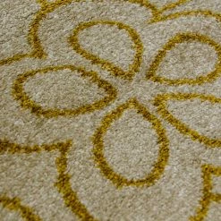 Xrugs Contemporary Rug For Living Room Or Bedroom With Exclusive Floral Pattern In Ivory And Ochre Сolours Soft Polypropylen Short Pile Woven Carpet Mat