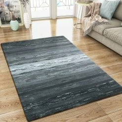 Xrugs XRUG Modern Grey Black Striped Rug Woven Short Pile Carpet Mat For Living Room Or Bedroom