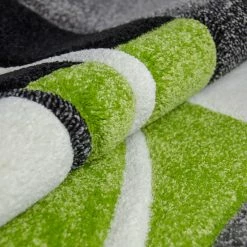 Xrugs XRUG Modern Grey Green Black Rug Checkered Design Contour Cut Woven Low Pile Carpet Mat For Living Room & Bedroom