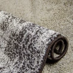 Xrugs Modern Dark Brown Grey Rug Shabby Chic Pattern Woven Low Pile Floor Carpet For Bedroom & Living Room