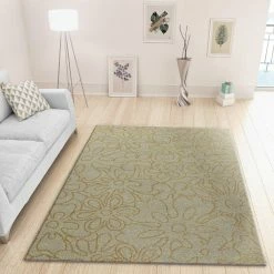 Xrugs Contemporary Rug For Living Room Or Bedroom With Exclusive Floral Pattern In Ivory And Ochre Сolours Soft Polypropylen Short Pile Woven Carpet Mat