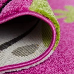 Xrugs Kids Children Nursery Pink Rug Butterfly Woven Low Pile Carpet Mat For Baby Girl Play Room & Bedroom