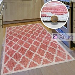 Xrugs Red Kitchen Rug Modern Flat Weave Rugs Trellis Carpets Small Large Long Runners