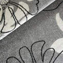 Xrugs Modern Floral Rug Grey Ivory Black Patterned Carpet Woven Living Room Floor Mats