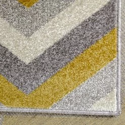 Xrugs Modern Mustard Yellow Grey Rug Chevron Zig Zag Woven Short Pile Carpet Mat For Living Room & Bedroom