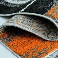 Xrugs Modern Rug Orange Grey Black Abstract Geometric Pattern Large Small Carpet For Living Room Bedroom