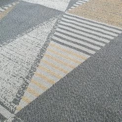 Xrugs Grey Mustard Rug Geometric 100% Cotton Small Extra Large XL Washable Modern Flat Weave Carpet Woven Living Room Mat