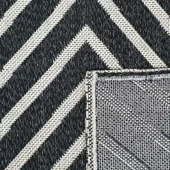 Xrugs Modern Black Rug 100% Cotton Washable Large Small Living Room Carpet White Cream Geometric Pattern Flat Woven Mat