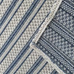 Xrugs Cream Blue Rug 100% Cotton Rugs Navy Striped Pattern Flat Weave Washable Carpet Mat Small Extra Large Runner